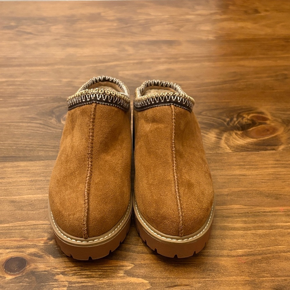 Anne Klein Tan Suede Slip-On Loafers